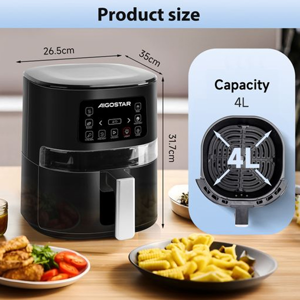 Freidora De Aire Sin Aceite, 4l, 1600w