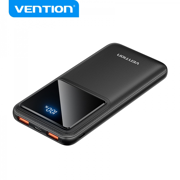 Vention Bateria Powerbank 10000mAh 22.5W USB (C+A+A) con Pantalla LED - Color Negro