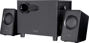 2 Trust Avora Altavoces USB 2.1 18W - Subwoofer Fabricado en Madera - Control de Volumen y Bajos - Entrada Jack 3.5mm - Color Negro