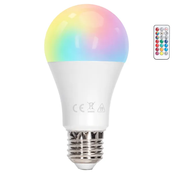 Bombilla LED A60-E27-10W-RGB+3000K-950lm