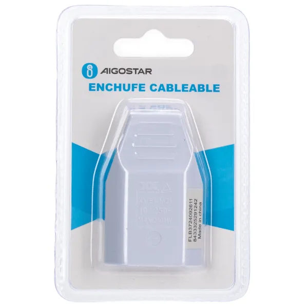 Enchufe alemán hembra para cablear, 10 A, blanco