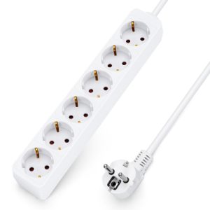 Regleta alemana de 6 vías sin interruptor, 1,5 m Regleta alemana de 6 vías sin interruptor, 1,5 m, 3G, 1,0 mm² blanca