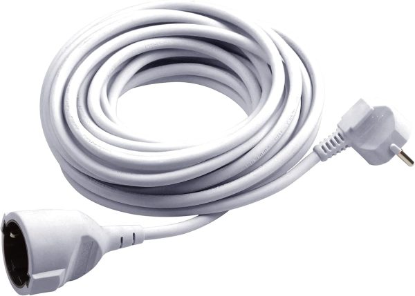 Cable alargador alemán, 3G, 1,5 mm², 5 m, blanco