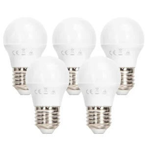 LED G45 E27 6W 3000K 5 piezas