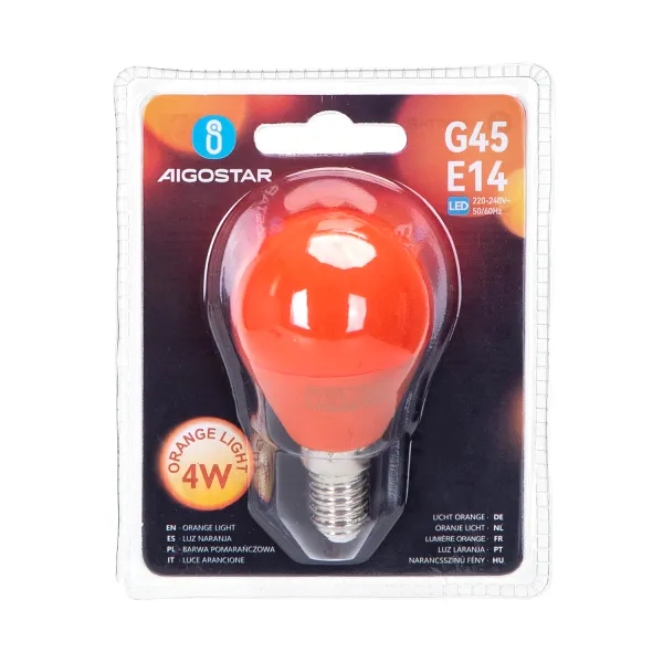 Bombilla LED G45-E14-4W-Luz naranja